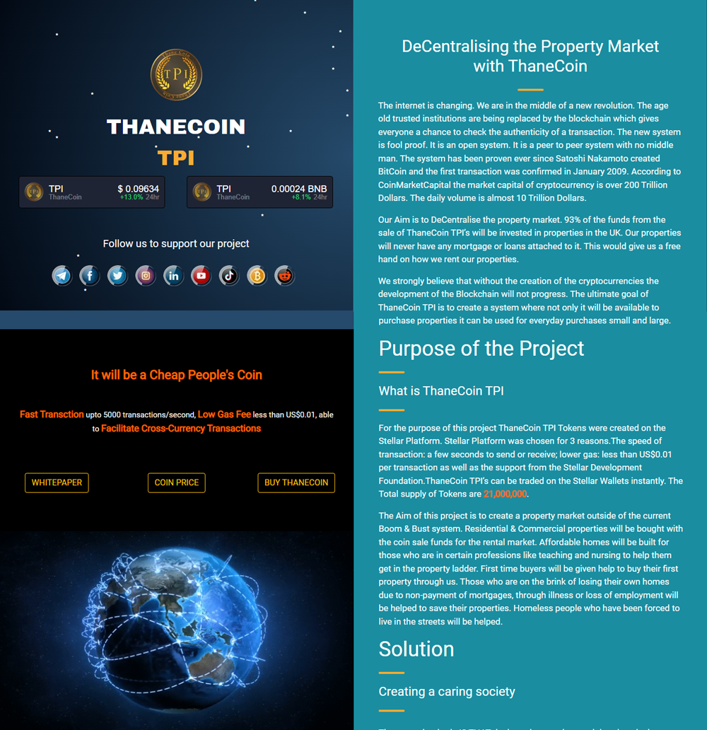  ThaneCoin TPI